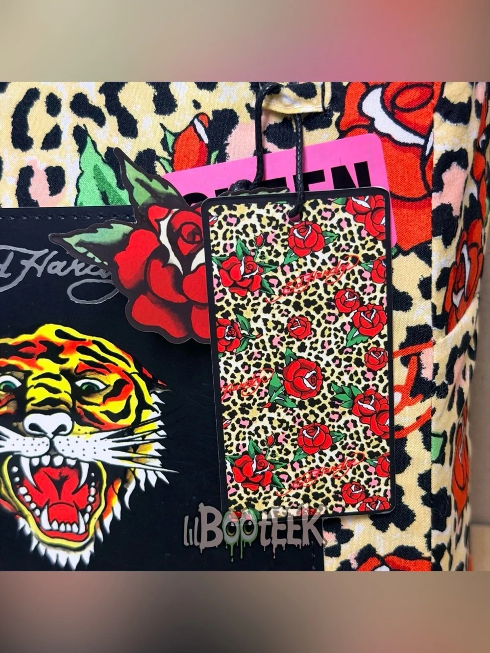 Ed Hardy 4-Piece Queen Sheet Set Leopard Print w Roses NEW VIRAL Y2K